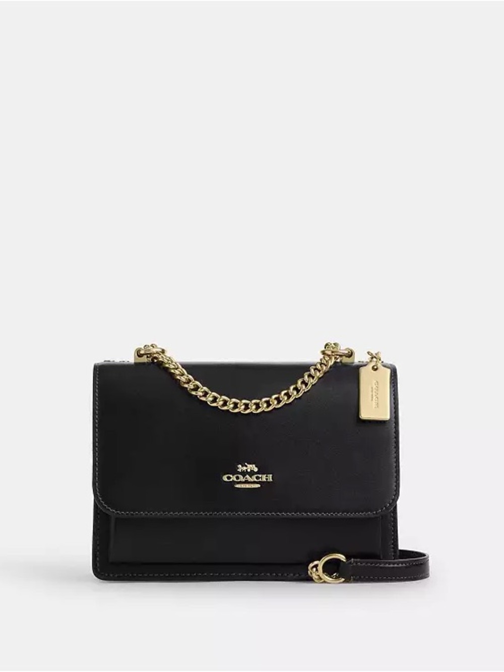 Coach klare C9949 black  Leather Crossbody with Gold Chain Strap